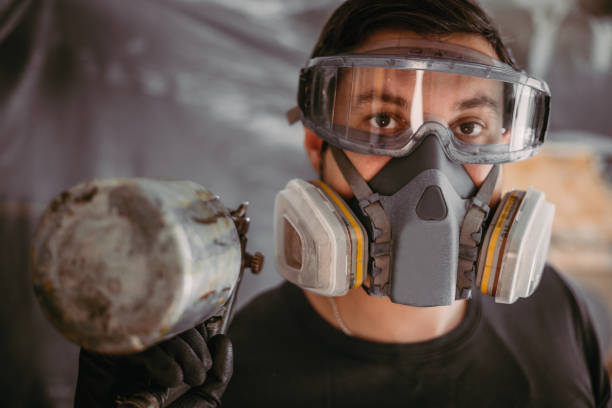 Painting cabinets with spray gun