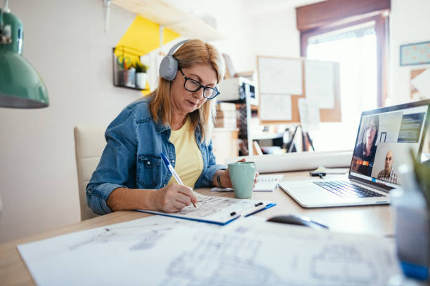 istock Engineers working remotely and having business meeting on video call 1224041185