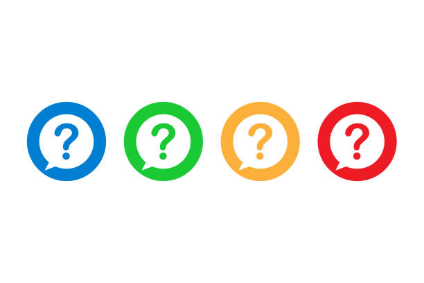 düz tasarımda soru işareti sembolleri kümesi. yardım veya mavi, yeşil, turuncu ve kırmızı renklerde düğmeleri isteyin. kabarcık stilinde yalıtılmış siss simgeleri. destek veya sorgu sembolleri. vektör eps 10. - question mark stock illustrations