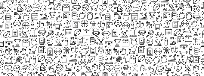 Seamless Pattern with Fıtness Icons