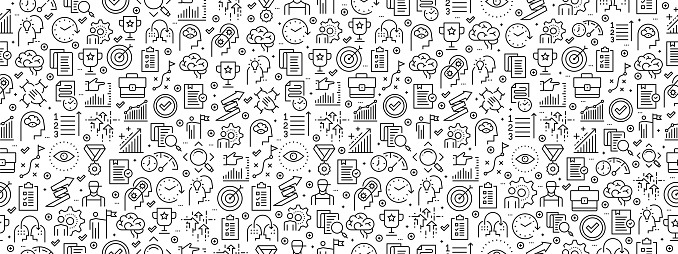 Seamless Pattern with Performance Management Icons