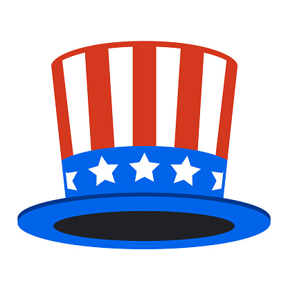 star american striped hat. flat vector illustration.