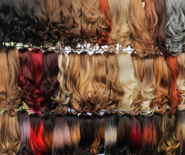 istock Colorful wigs on rack 1224047253
