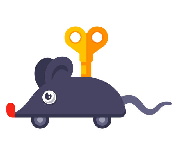 A Clockwork Gray Mouse With A Key On Its Back Stock Illustration - Download  Image Now - Mouse - Animal, Wind-up Toy, Toy - iStock