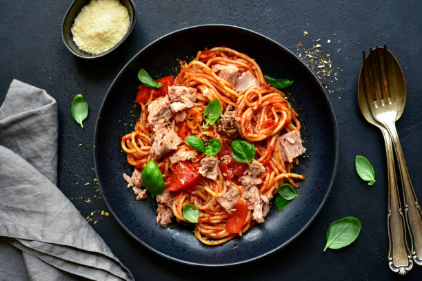 istock Pasta spaggeti with tuna and tomato sauce 1224049925