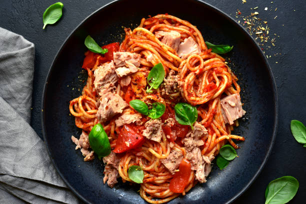istock Pasta spaggeti with tuna and tomato sauce 1224050506