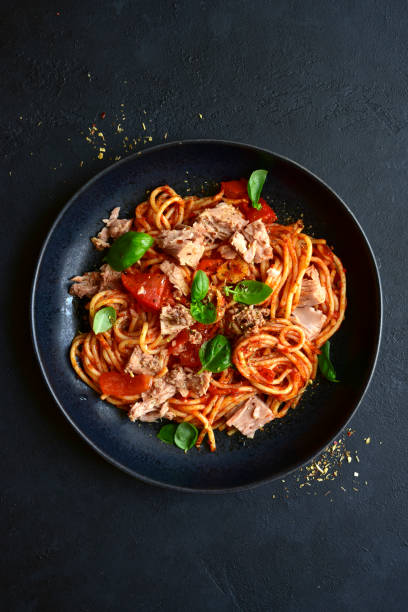 istock Pasta spaggeti with tuna and tomato sauce 1224050580