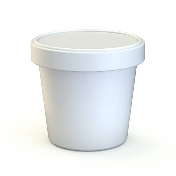 White ice cream tub Front view 3D