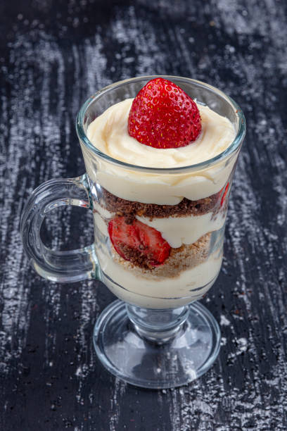 istock magnolia dessert, strawberry dessert, biscuit and custard dessert on the table. 1224054231