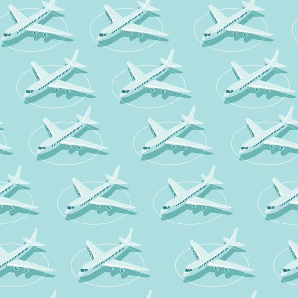 공항에 주차 된 비행기. 코로나바이러스 covid-19 발병 시 항공 산업의 위기. - commercial airplane finance airplane private airplane stock illustrations