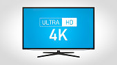 4K high resolution television. TV set with logo