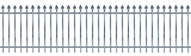 istock Seamless repeatable pattern of decorative metal fence. Hand drawn water color graphic illustration on white backdrop, cut out clip art element for design, print, creative border, banner, web site. 1224063288