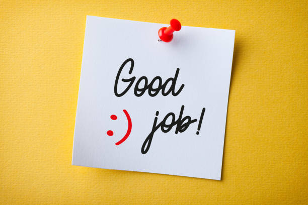 istock White Sticky Note With Good Job And Red Push Pin On Yellow Background 1224064715