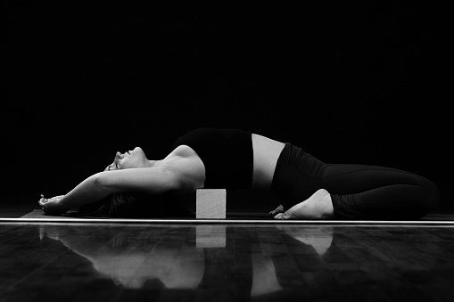 Yoga on black background