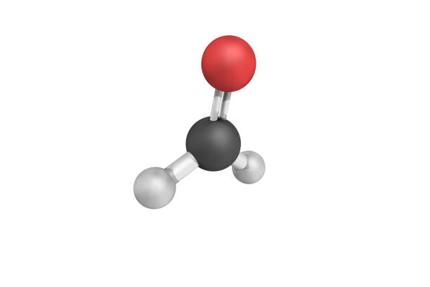 3d structure of Formaldehyde, a naturally occurring organic compound. It is the simplest of the aldehydes and is also known by its systematic name methanal.