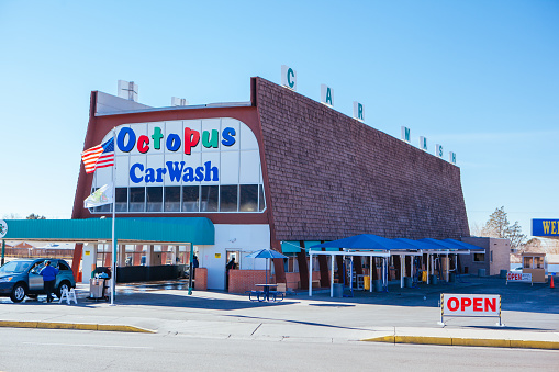 Alburqueque, USA - January 31 2013: Octopus Car Wash, made famous by the popular TV show Breaking Bad on a sunny winter's day.