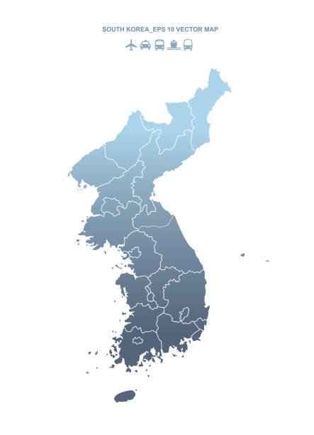 illustrations, cliparts, dessins animés et icônes de carte vectorielle de corée. carte vectorielle détaillée de la péninsule coréenne. - korean peninsula