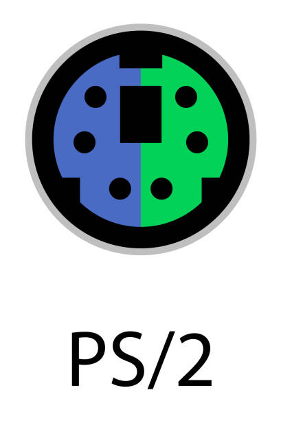 PS2 connector for a mouse, keyboard, peripherals on transparent background PS2 connector for a mouse, keyboard, peripherals on a transparent background ps2 ports stock illustrations
