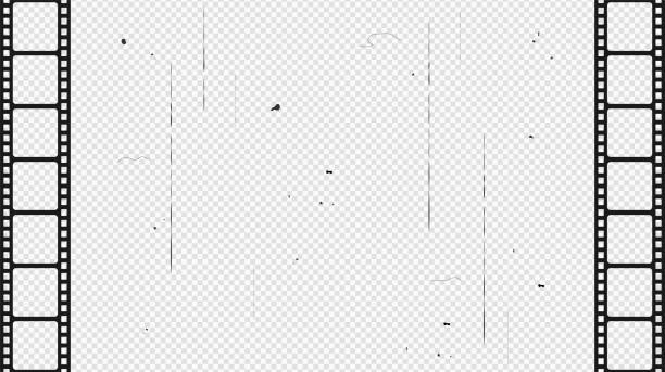 ilustrações, clipart, desenhos animados e ícones de tira de filme isolada em fundo transparente. ilustração vetorial. - camera film design element frame textured