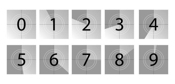 Number 0-9. Set of countdown frame. Creative element for retro graphic. Vector illustration. Number 0-9. Set of countdown frame. Creative element for retro graphic. Vector illustration. intro music photos stock illustrations