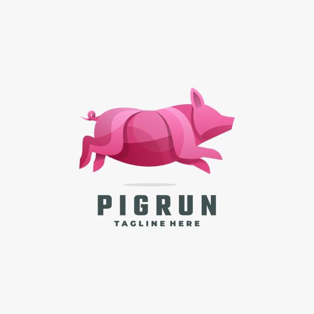 ilustracja wektorowa pig gradient styl kolorowy - pork stock illustrations