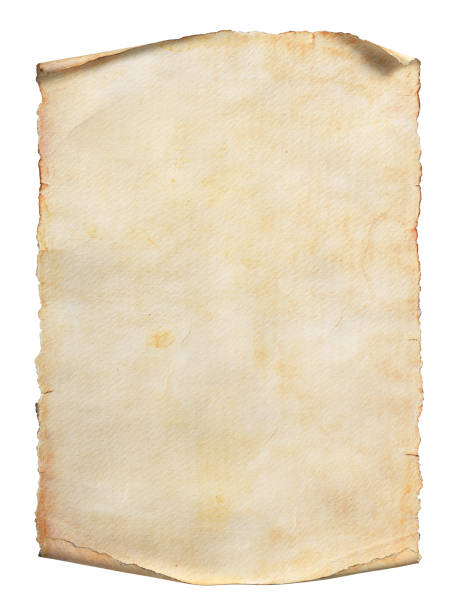 vieux rouleau de papier ou parchemin isolé sur un fond blanc. chemin de découpage inclus. - parchemin ancien photos et images de collection
