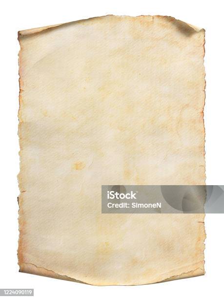 Old Paper Scroll Or Parchment Isolated On A White Background Clipping Path Included Stock Photo - Download Image Now