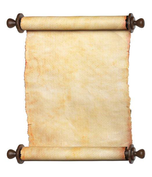 istock Ancient scroll or parchment with wooden handles. Clipping path included. 1224090210