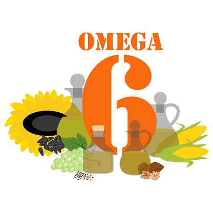 Omega 6 illustration on the white background. Vector illustration