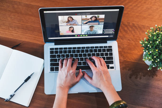 istock Work from home with mobile video conference collaboration with colleagues.live streaming meeting.protect risk of being exposed to coronavirus (covid-19) 1224092144