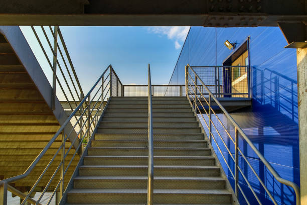 istock Steel frame fire safety evacuation passage for multi-story building 1224093396