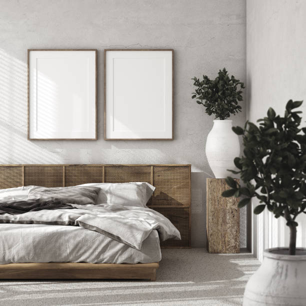 istock Mockup frame in luxury bedroom interior, loft style 1224096464