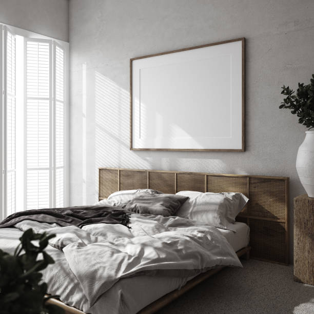 istock Mockup frame in luxury bedroom interior, loft style 1224096484