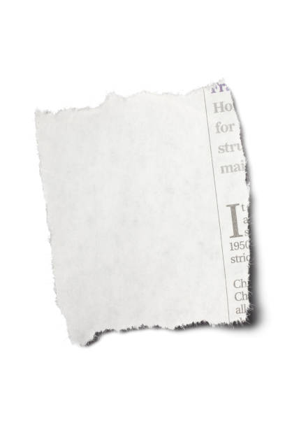 istock Front View Torn Piece of Newspaper on White Background 1224103633