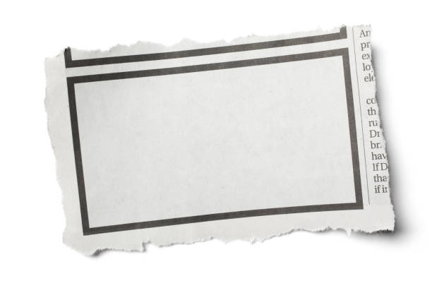 istock Front View Torn Piece of Newspaper on White Background 1224103640