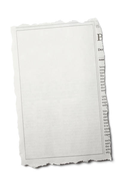istock Front View Torn Piece of Newspaper on White Background 1224103671