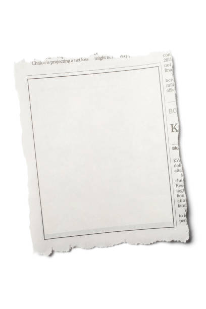 istock Front View Torn Piece of Newspaper on White Background 1224103699