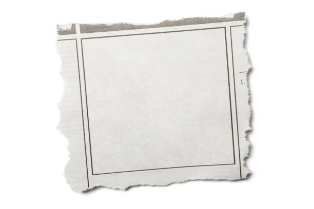 istock Front View Torn Piece of Newspaper on White Background 1224103704
