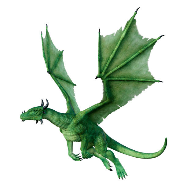 istock 3D illustration fantasy dragon on white 1224106091