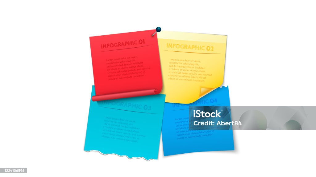 Four Sticky Notes For Infographic Template For Data Visualization And ...