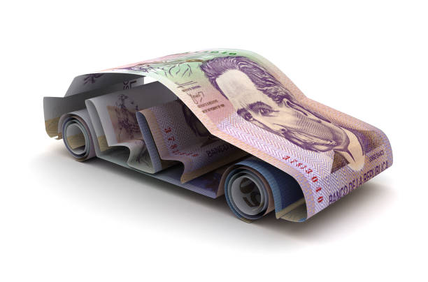 Car Finance With Colombian Pesos (Isolated on white background)