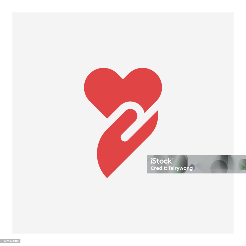 Icono corazón en mano - arte vectorial de Logotipo libre de derechos