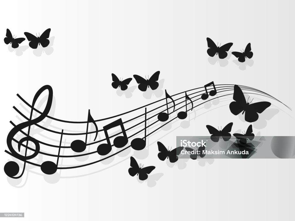 Vector Image Design Music Covers With Music Notes And Butterflies Stock  Illustration - Download Image Now - iStock