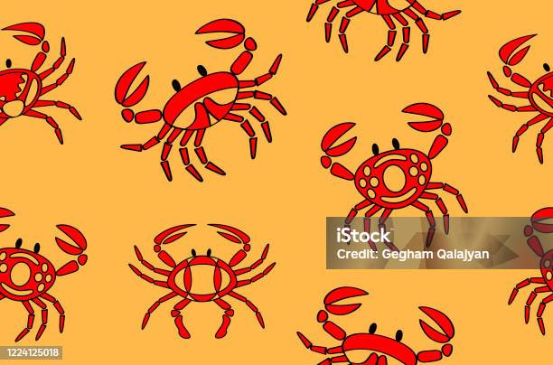 Crab And Insect Shell Patterns Crab Textile Pattern Stock Illustration - Download Image Now - Abstract ...