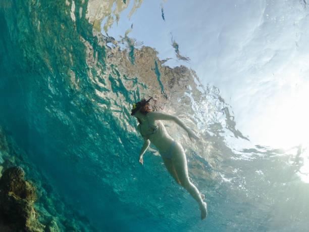 istock Woman free diving  near Koh Phi Phi Island 1224125161