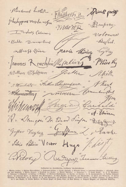 Signatures of famous people, facsimiles, published in 1893 Signatures of famous people. Facsimiles, published in 1893. gotthold ephraim lessing stock illustrations