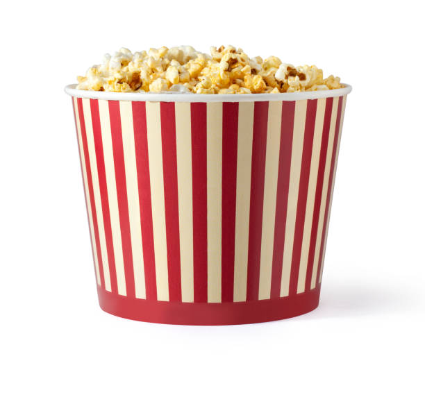istock Paper striped bucket with popcorn 1224126899