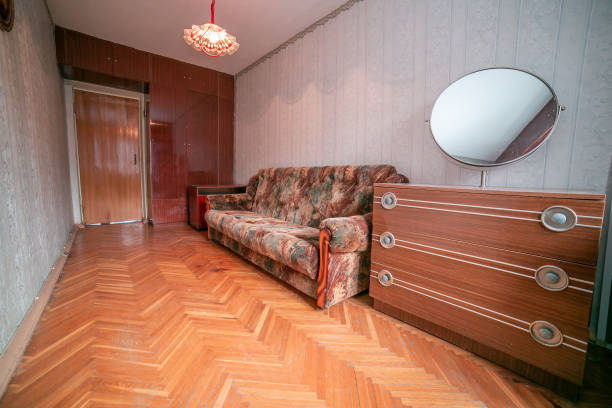 istock Old apartment view from inside, interior, retro style, old 1224127705