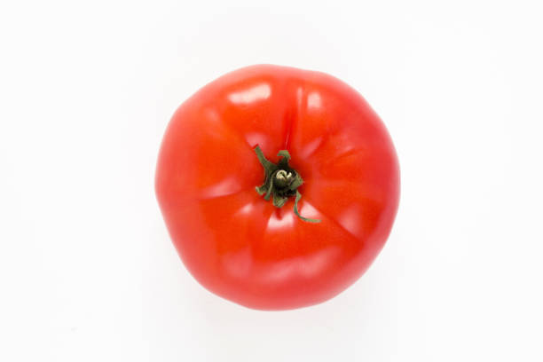 istock One ripe red tomato isolated on white background with shadow 1224130520