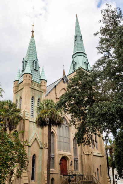 istock Church with Green Steeples and Red Doors 1224131084